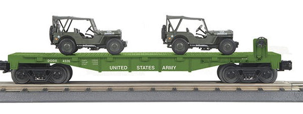MTH 30-70109 U.S. Army Flat car with 2 Jeeps