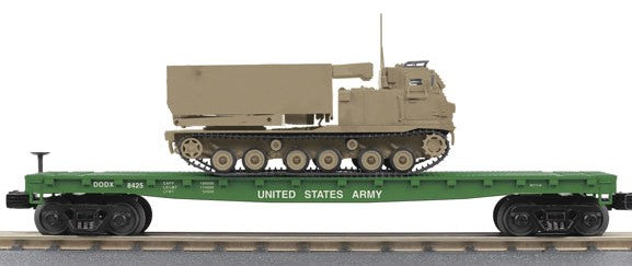 MTH 30-70120 U.S. Army Flat Car w/M270 Rocket Launcher Vehicle (Desert) Limited