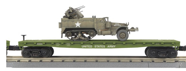 MTH 30-7097 U.S. Army Flat Car with Half Track M16 Scout o scale new