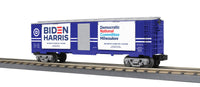 MTH 30-71052 Contested Democratic National Committee Milwaukee 40' Window Boxcar with crooked Ballot Boxes