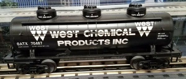 MTH 30-73504 West Chemicals Products Tank Car #70487 Display o scale