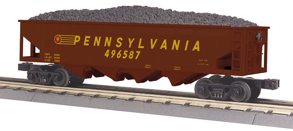 MTH 30-75573 Pennsylvania PRR 4-Bay Hopper Car w/coal - Car # 496587