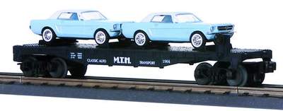 MTH 30-7617 MTH Auto Flat Car w/Ertl '64 Mustangs Car No. 1964 BF Used