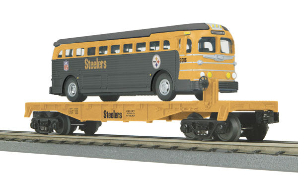 MTH 30-76220 Pittsburgh Steelers Flat Car w/Die Cast Bus