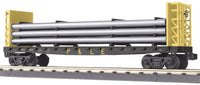 MTH 30-76233 Pittsburgh & Lake Erie P&LE Flat Car - w/Bulkheads & Pipe Load #42306
