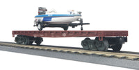 MTH 30-76537 Bessemer & Lake Erie 50' Flat Car w/(1) Fishing Boat - Car # 5414 o scale new