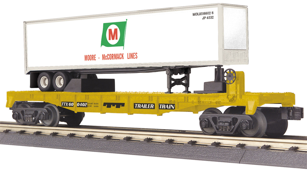 MTH 30-76587 Moore McCormick Lines Flat w/ 40' trailer o scale new