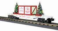 MTH 30-76734 North Pole Flat Car w/Lighted Christmas Trees - (Red Crate) White Car No. 120018 o scale new