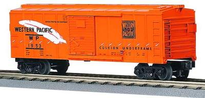 MTH 30-8402 Western Pacific WP Silver/Orange "Rides Like A Feather" Die-Cast Boxcar #1953