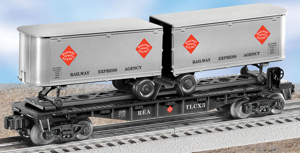 Lionel 6-26366 Railway Express Agency REA Flatcar w/trailers torn box