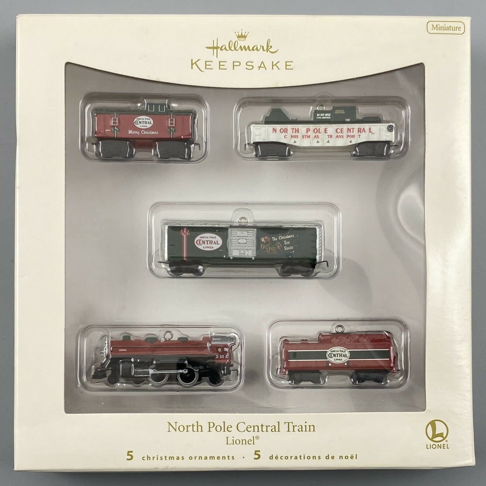 Hallmark Ornament 2007 Lionel North Pole Central Train set of 5 mini o