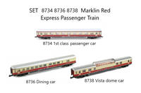 Marklin 8734 8736 8738 SET Red Express Train Passenger Cars   Z SCALE (1:220)