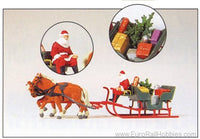 Preiser 30448 HO Scale Father Christmas Santa in Horse Drawn Sleigh with Parcels