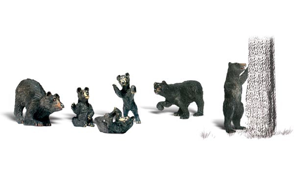 Woodland Scenics A1885 Black Bear Scale Figures HO Scale