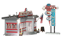 Side view of Diner with sign