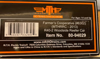 MTH 80-94029 Farmer's Cooperative (MTHRRC) R40-2 Woodside Reefer Car - No. 6302 HO Scale