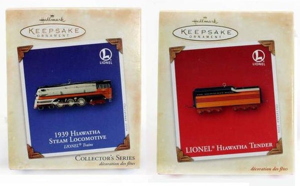 Hallmark Ornament 2004 Set of 2: Lionel 1939 Hiawatha Steam Locomotive & Tender