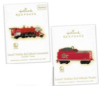Hallmark Ornament 2009 set of 2: Lionel Holiday Red Mikado Locomotive &  Tender Rare Limited
