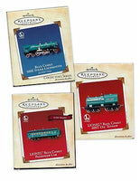 Hallmark Ornament 2002 Set of 3 Lionel Blue Comet Steam Locomotive, Oil Tender, Passenger Car  Rare Limited