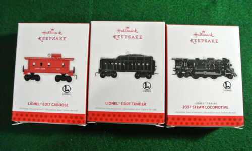 Hallmark Ornament 2013 set of 3: Lionel 2037 Steam Engine, 1130T Tender, & 6017 Caboose
