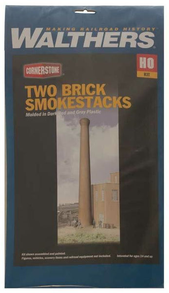 Walthers 933-3728 Two Brick Smokestacks Cornerstone HO Kit